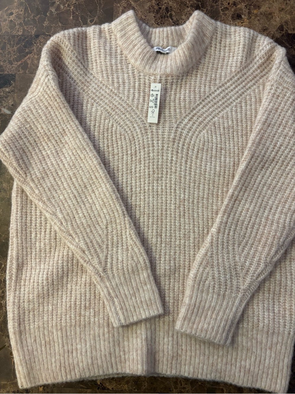 Madewell Soft Cream Waffle-Knit Crewneck Sweater - Picture 3 of 9